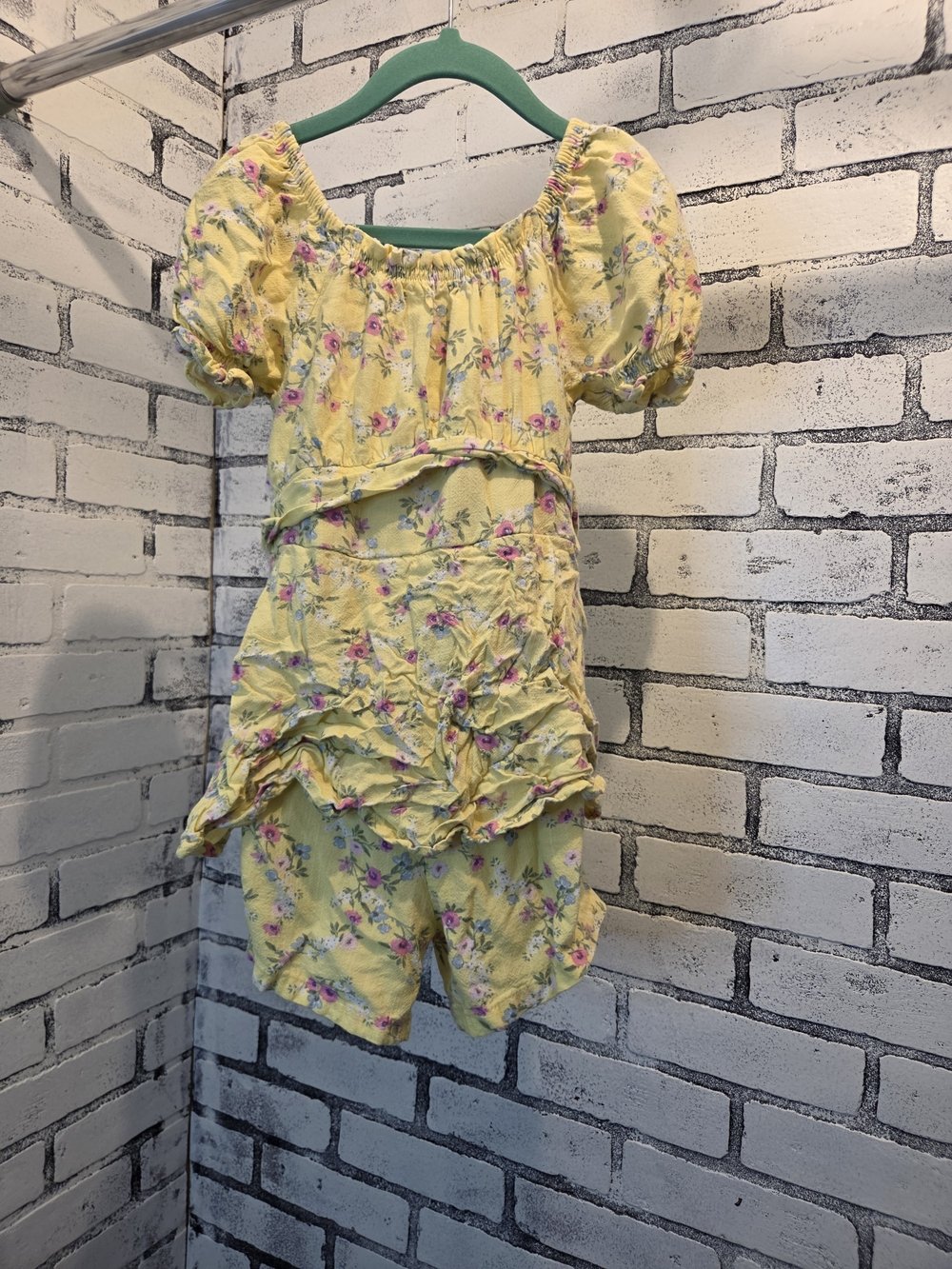 Yellow Floral Girls' Romper